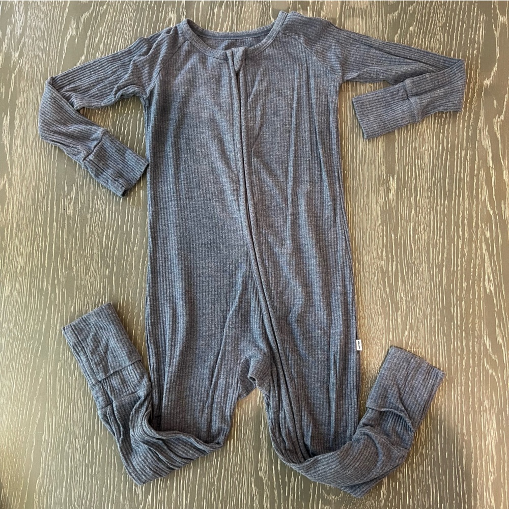 Little Sleepies 18-24M Heathered Blue Ribbed Zippy
